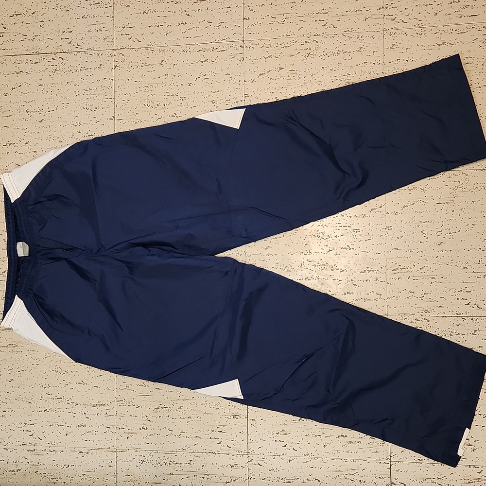 Nike Windbreaker Activewear Straight Leg Pants Vintage Y2K Navy Blue And White